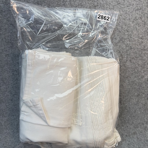 Balmain Paris Men Biker Jeans 38x32 White Cotton Moto Ribbed Made in Italy - Picture 15 of 15